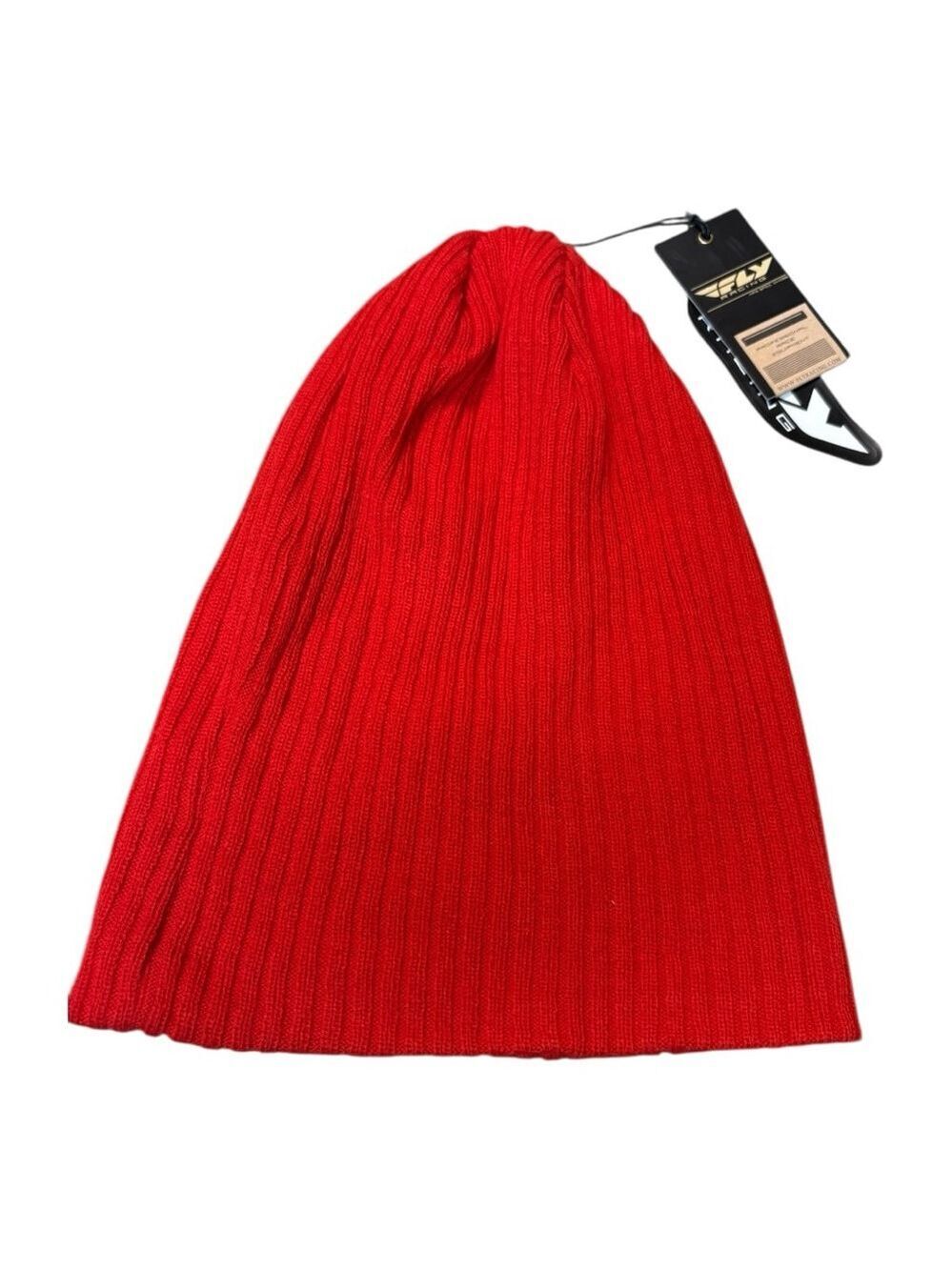 FLY Racing Slouch Ribbed Beanie One Size Red NWT - Picture 3 of 4
